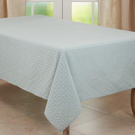 SARO LIFESTYLE SARO  65 x 180 in. Oblong Aqua Stitched Line Tablecloth 2136.A65180B